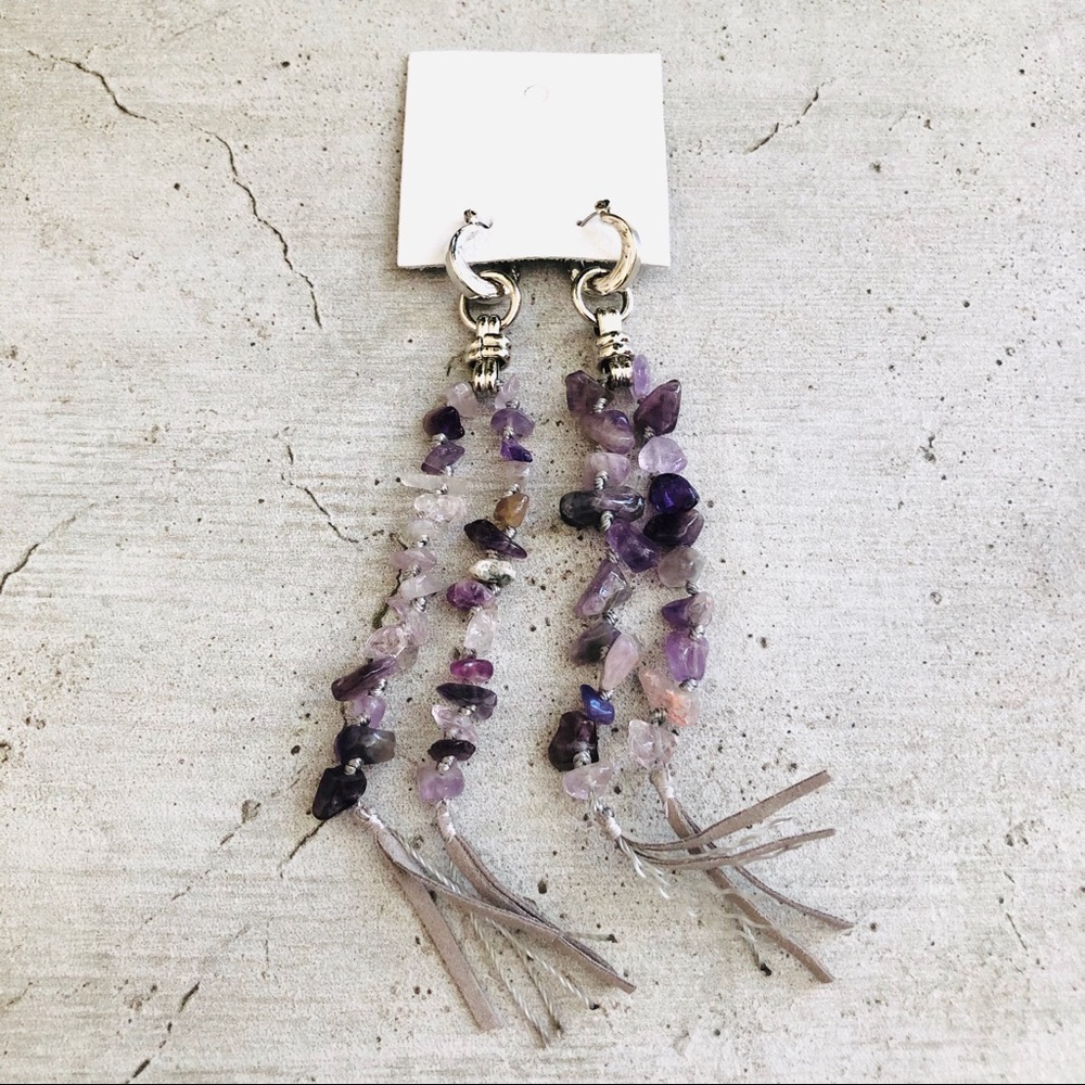 Free People Gemini Amethyst Dangle Earrings
